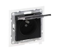 Base de enchufe 2P+Z IP44 - 16 A - 250 V~ - terminales automáticos - con obturador, NEGRO SUNO