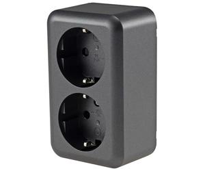 Base de enchufe de superficie Base doble de 2 vías serie Fasko antracita