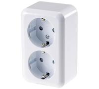 Base de enchufe de superficie Base doble de 2 vías serie Fasko blanco