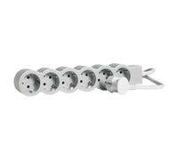 Legrand Regleta de enchufes 694557 – 6 tomas 2P+T, cable 1,5 m Blanco/Gris claro