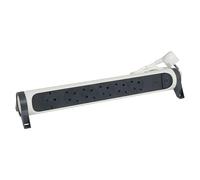 LEGRAND Regleta de enchufes con protección contra sobrecalentamiento reiniciable, con Interruptor, Base múltiple con 6 Tomas de Corriente, Cable de 1,5 m, Color Blanco/Gris Oscuro 694526