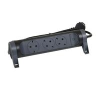Base de enchufe múltiple Simple (x 3, Negro, Longitud del cable: 1,5 m, IP20, Con interruptor)