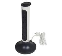 Legrand 694505, Regleta de enchufes vertical con proteccion para sobretensiones, con interruptor, Enchufe múltiple con 4 tomas de corriente, cable 2 mts, color blanco/gris oscuro