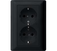 Base de enchufe SCHUKO doble tapa con muelle + ta 4010337037507