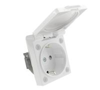Base de enchufe schuko empotrable IP44 a tornillo con tapa de color blanco - BeMatik
