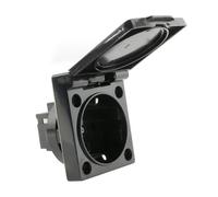 Base de enchufe schuko empotrable IP44 a tornillo con tapa de color negro - BeMatik