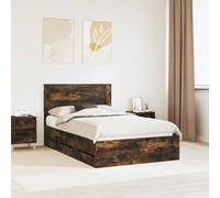 Base de lamas fija diseño minimalista Roble ahumado Marrón 120 x 200 cm | Estructura de Cama Roble Ahumado 120x200 cm Madera Ingenieril con Cajones y Cabecero, Base de Lamas Fija, Sommier Minimalista