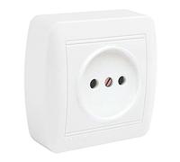 Base de superficie 2P blanca, serie mural, ideal para instalación eléctrica y conexión de dispositivos en espacios reducidos.