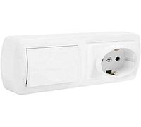 BASE DOBLE BIPOLAR CON T/T LATERAL + CONMUTADOR DE CRUCE Y CON OBTURADOR 148X72X28MM S. MURAL SOLERA