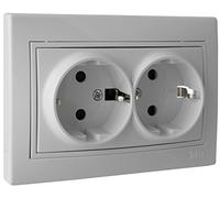 Base Doble DE Enchufe 2P+T con Obturador 16A 250V SOLERA