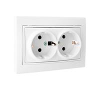 Base doble de enchufe 2p+t con obturador 16a 250v solera