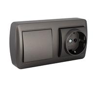 Base doble enchufe + interruptor solera mural 2p+t 250 v 16 a grafito