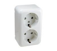 Base enchufe doble schuko superficie blanco 36.470/db/b