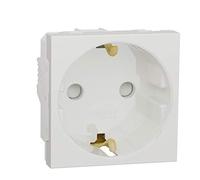 SCHNEIDER Pack de 2 unidades Base de enchufe Schuko New Unica NU303718 Blanco - Enchufe con dispositivo seguridad y embornamiento a tornillo, 16 A 250V, 45x45 mm, 2 módulos