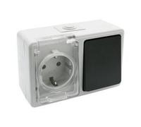 Base enchufe schuko superficie estanco con conmutador ip54