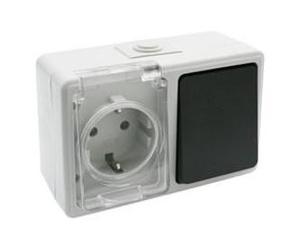 Base enchufe schuko superficie estanco con conmutador ip54