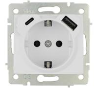 Base fija 2P+T 16A 250V + 1 USB-A y USB-C 2,1A 5V sin marco serie EuropaSOLERA ERP60USBCBlanco