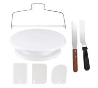 Base Giratoria Tartas Kit de herramientas for hacer pasteles 7 piezas | For decorar incluye plato giratorio de plástico for glaseado, nivelador de pasteles más suave/espátula(10pcs)