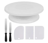 Base Giratoria Tartas Kit de herramientas for hacer pasteles 7 piezas | For decorar incluye plato giratorio de plástico for glaseado, nivelador de pasteles más suave/espátula(6pcs white)