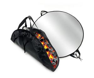 Base ignífuga Relaxdays, redonda, para barbacoa y brasero, Ø 100 cm, 5 capas, negro/plateado