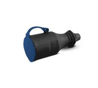 Base industrial 16A, goma, tapa IP44, ideal para conexiones eléctricas en entornos exteriores e industriales, resistente al agua y al polvo.