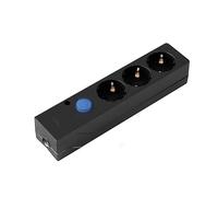 SIMON BRICO - Base Múltiple Multifix, Regleta de Enchufe Plano, 3 Tomas de 16A, Ladrón de Enchufes con Toma de Tierra e Interruptor de Luz, 250V, 3680W, Color Negro