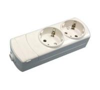 Base multiple 2 enchufes schuko sin cable blanco