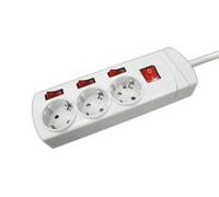 Base multiple 3 enchufes 4 interruptores cable 1,5m blanco