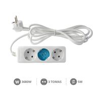 Base multiple 3 enchufes cable 5m blanca 000001060