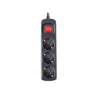 Base multiple 3 enchufes interruptor cable 1,5m negro