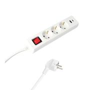 Base multiple 3 tomas schucko y 2 tomas usb (a / c) con interruptor y
