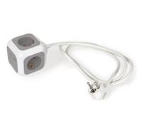 Base multiple 4 enchufes + 2 usb cuadrada cable 1,4m blanco