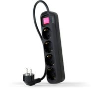 Base multiple 4 enchufes interruptor cable 1,4m negra 10.37.0004-bk