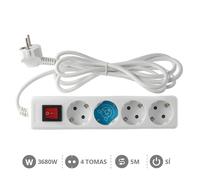 Base multiple 4 enchufes interruptor luminoso y cable 5m blanca 000000