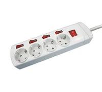 Base múltiple 4 tomas schuko con 4 interruptores y cable 1,5m blanco
