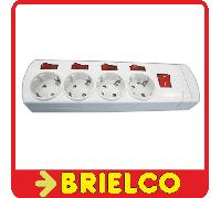 BASE MULTIPLE 4 TOMAS SIN CABLE CON INTERRUPTORES INDIVIDUALES Y GENERAL BD841