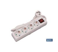 Base múltiple 4t. 1,4m cable c/int. (16a-250v)