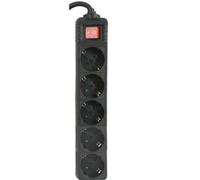 Base multiple 5 enchufes interruptor cable 1,5m negro