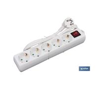 Base múltiple 5t. 1,4m cable c/int. (16a-250v)