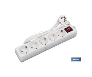 Base múltiple 5t. 1,4m cable c/int. (16a-250v)