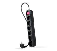 Base multiple 6 enchufes interruptor cable 1,4m negra 10.37.0006-bk