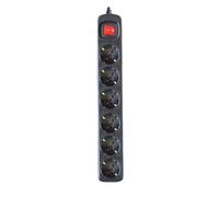 Base multiple 6 enchufes schuko interruptor cable 1,5m negra