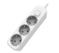 Base múltiple con 3 Tomas, Interruptor, Cable de 1,5 m, Color Blanco, Ideal para conectar múltiples Dispositivos eléctricos.