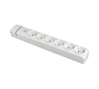 Base múltiple de 6 tomas 2p+t, 16a 250v. con interruptor luminoso. 80