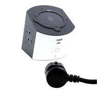 Legrand Base múltiple de carga 694506 – 2 tomas 2P+TT 16A + USB tipo A y C – Blanco/Gris oscuro
