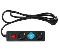 Base múltiple estándar 3T c/Cable e Inter con 3 Tomas de 1.5mm, 3m, Color Negro, Ideal para conectar múltiples Dispositivos eléctricos.