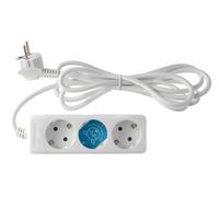 Base múltiple estándar 3T con Cable de 3x1.5mm y Longitud de 5m, Color Blanca; Ideal para conectar múltiples Dispositivos eléctricos.