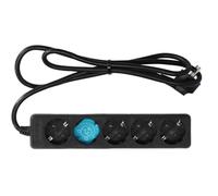 Base múltiple estándar 5T con Cable de 1,5 m y Conductores de 3x1.5mm, Color Negro, Ideal para conectar múltiples Dispositivos eléctricos.