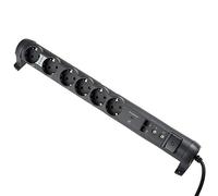 Base multiple Multimedia 6 tomas 2P+TT 16A + 2 RJ45 + 2 Tomas TV Legrand 694666 Negro