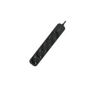 Base múltiple Negra con 5 Tomas, Cable de 1,5 m, protección contra sobrecargas y Cortocircuitos, Ideal para Ampliar Conexiones eléctricas.